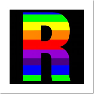 The Letter R in Rainbow Stripes Posters and Art